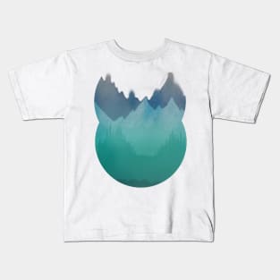 Ombre Mountainscape (Blue, Aqua) Kids T-Shirt